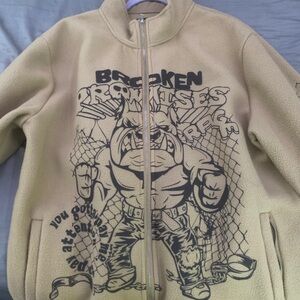 Broken Promises Men's Tan Zip Up Sweater